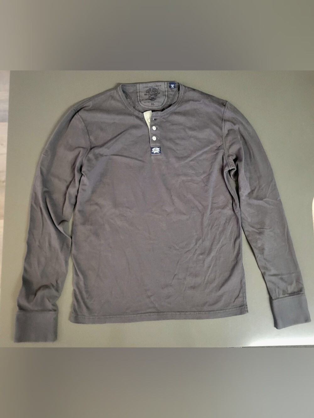 Superdry Men's Long-Sleeve Henley Shirt in Gray